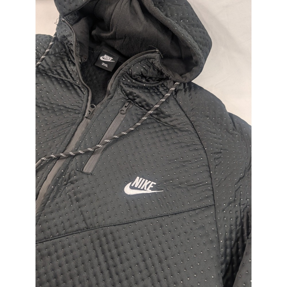 Nike Tech Mens Full Zip Hooded Heavy Textured Hoodie Thick Black 2XL Gorpcore